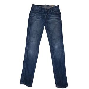 Siwy Hannah Skinny Jeans 24 Blue Low Rise Embroidered Heart Pocket Y2K Indie